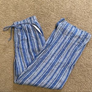 Briggs New York Linen Blend Blue and White Striped Pant